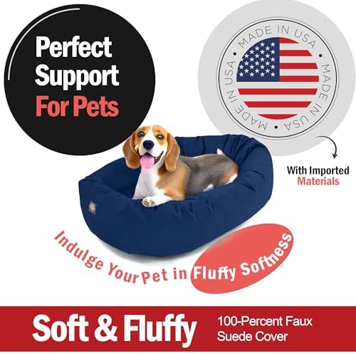 Majestic Pet 32 Inch Suede Calming Dog Bed Washable – Cozy Soft Round Dog Bed - Image 2