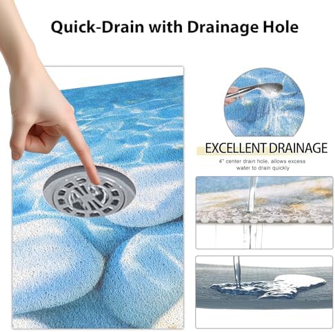 Square Shower Mat, Yonala 27 x 27 Inch Stylish Non Slip Shower Mats - Image 5