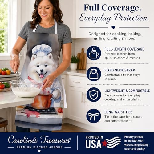 Caroline's Treasures Samoyed The Chef Apron Cooking Kitchen Server Baking - Image 4