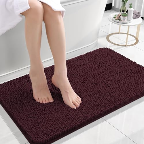 OLANLY Small Bathroom Rugs 24x16, Extra Soft Absorbent Chenille Bath Rugs by OLANLY