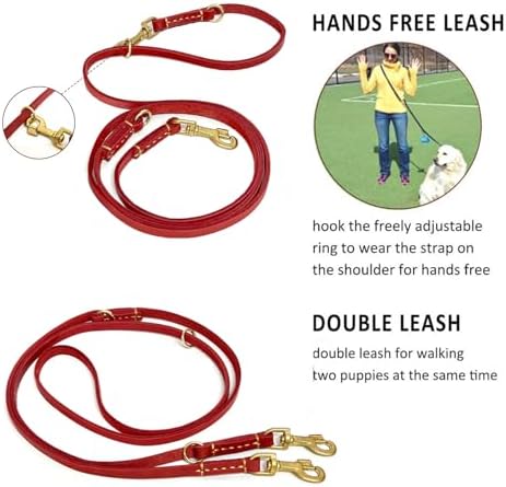 Multi Function 8ft Genuine Leather Hands Free Dog Training Leash - Image 3