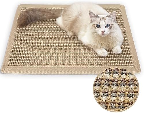 FUKUMARU Cat Scratcher Mat, 23.6 X 15.7 Inch Natural Sisal Cat Scratch Mat by FUKUMARU