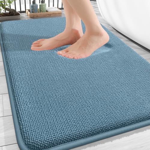 OLANLY Thick Memory Foam Bathroom Rugs 30x20, Absorbent Bath Mat, Airy Blue by OLANLY