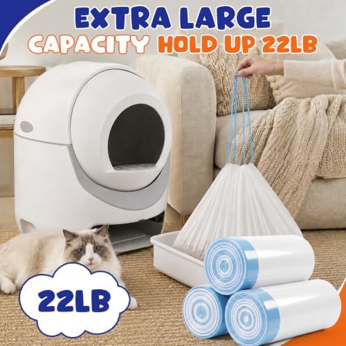 180 Count Automatic Cat Litter Box Liners, Drawstring Waste Bags - Image 3
