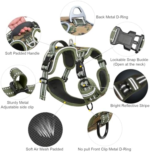 Timos Dog Harness Medium Sized, Quick Release 3 Buckles, Military Green - Image 4