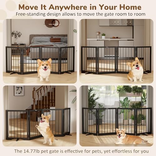 Free Standing Dog Gate Indoor, Foldable Dog Gate - Image 2