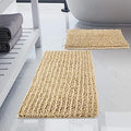 Luxury Chenille Beige Bathroom Rugs Sets 2 Piece, Thickened Hot Melt Rubber by HVERONNEX