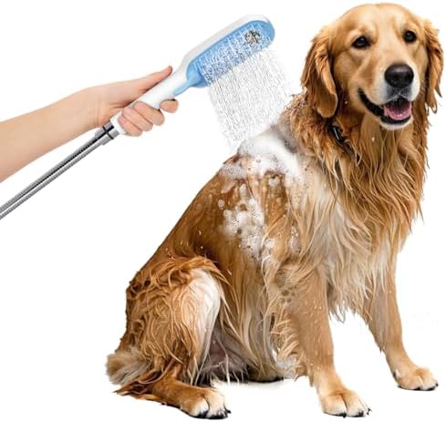 Dog Shower Attachment with 4 Adjustable Spray Patterns, Pet Shower Attachment by SRSUNRISE