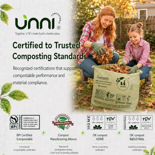 UNNI 30-33 Gallon Compostable Bags, 124 L, Extra Thick 1.1 Mil - Image 7