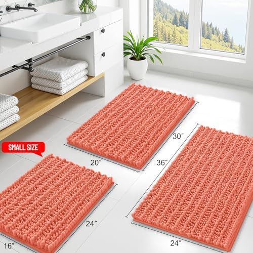 Smiry Bathroom Rugs 36X24, Extra Soft Rubber Backing Chenille Bath Mats - Image 2