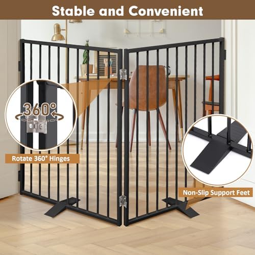 Metal Freestanding Dog Gates Indoor 2 Panels 32" Tall 48" Wide - Image 2