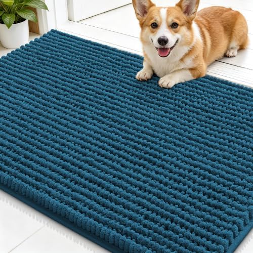 Smiry Dog Door Mat for Muddy Paws 34x21, Ultra Absorbent Chenille Doormat by Smiry