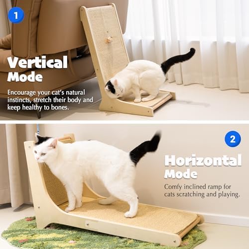 PETKARAY Sisal Cat Scratcher, Upright Cat Scratch Pad Wall Mounted, Vertical - Image 3