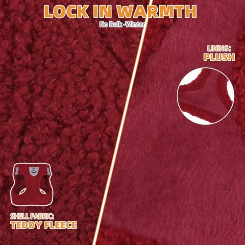 KOOLTAIL Christmas Plush Small Dog Harness and Leash Set, Warm Fleece No Pull - Image 4