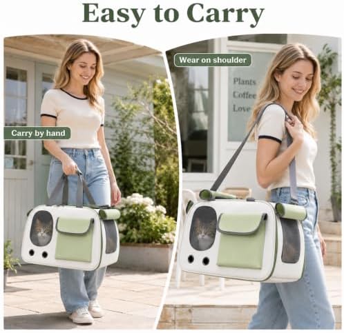 Soft-Sided Cat Carrier, 17.7“×10.2”×11“ Foldable Portable Pet Travel Bag - Image 6