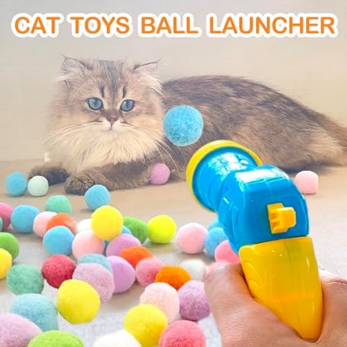 MeoHui 31Pcs Cat Ball Toy Launcher Gun, Cat Balls Fetch Cat Toys - Image 2