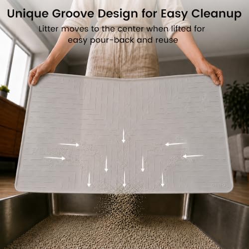 OHMO Large Cat Litter Mat 31.5x23.6 Silicone Trapping Mat Semi Transparent - Image 4