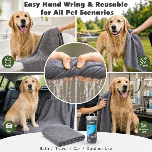 Thalirem Dog Bath Towel, Super Absorbent Quick-Dry Pet Towel - Image 4