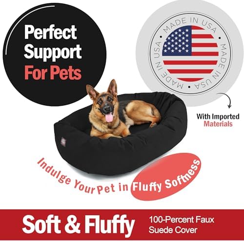 Majestic Pet 52 Inch Suede Calming Dog Bed Washable – Cozy Soft Round Dog Bed - Image 2
