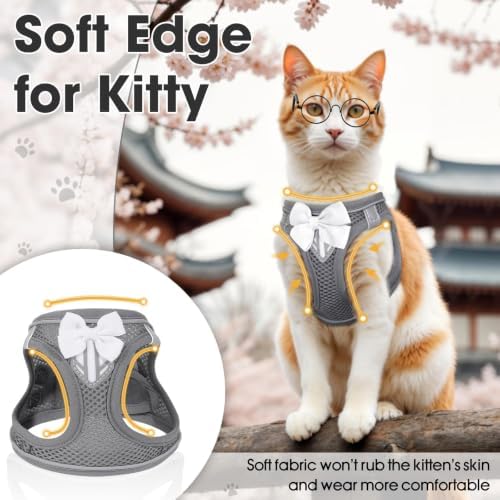 Cat Vest Harness and Leash Set, Escape Proof Kitten Harness Grey XS - Image 3