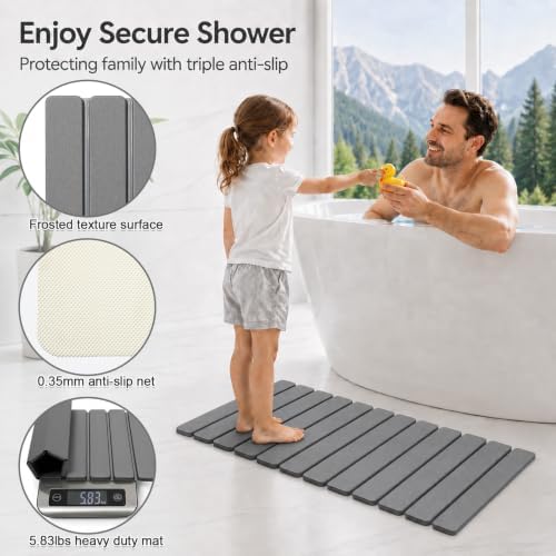 Linidcoud Foldable Stone Bath Mat, Diatomite Quick Dry Shower Mat 32" x 16" - Image 3