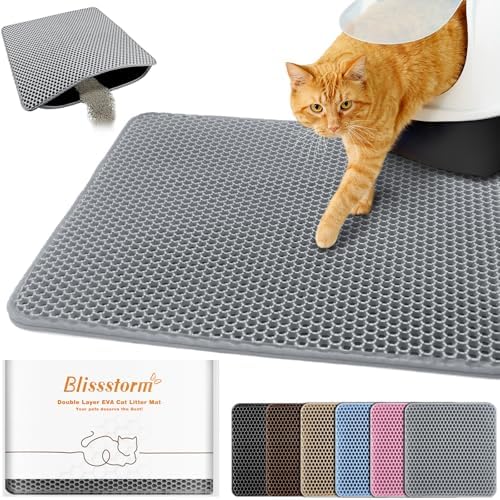 Cat Litter Mat 22"x30", Double Layer EVA litterbox Mat by BLISSSTORM