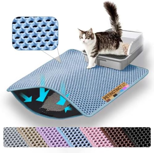 Small Cat Litter Mat, Double Layer Honeycomb Litter Box Mat by Petinstinct