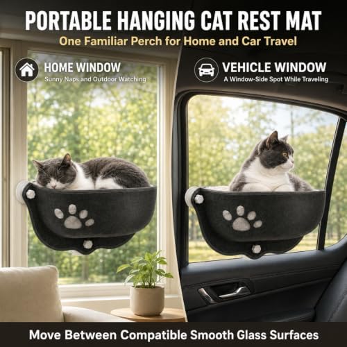Cat Car Window Hammock with Soft Pad, Cat Car Window Seat，Blue：Large - Image 5