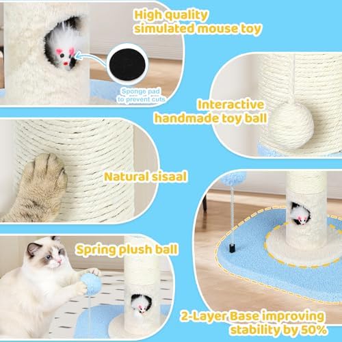 Tall Cat Scratching Post for Indoor Cats, Sisal Scratching Post - Image 3
