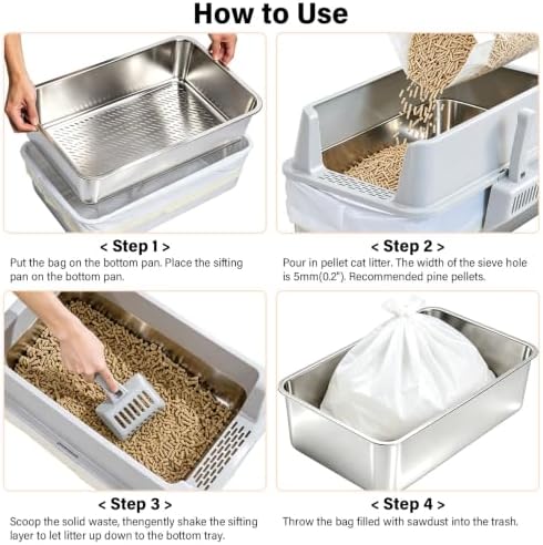 XL Stainless Steel Sifting Litter Box - Image 6