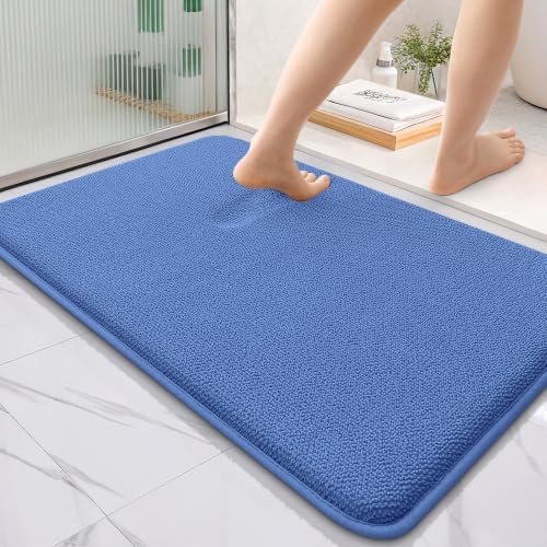 OLANLY Memory Foam Bathroom Rugs 36x24, Absorbent Bath Mat, Cornflower Blue by OLANLY