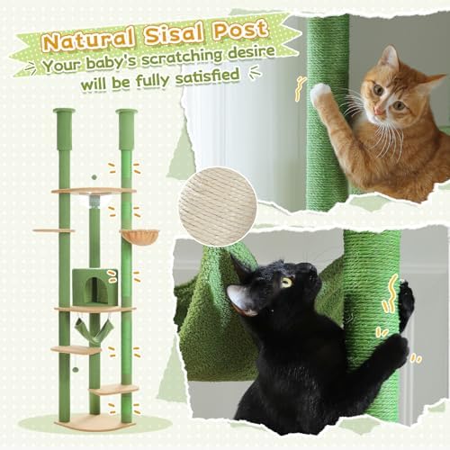 PEQULTI Floor to Ceiling Cat Tree, 92.9-101.6in Adjustable Cat Tower - Image 5