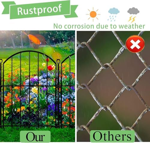 Decorative Garden Fence 17inx13in, 26 Pack Rustproof Metal No Dig Fence Animal - Image 4