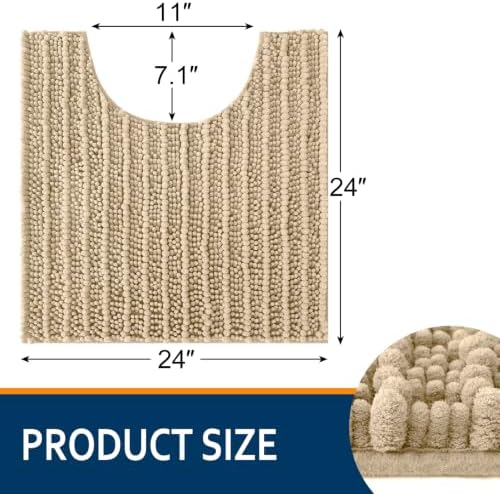 Smiry Bathroom Toilet Rugs U Shaped 24x24, Chenille Bath mats - Image 2