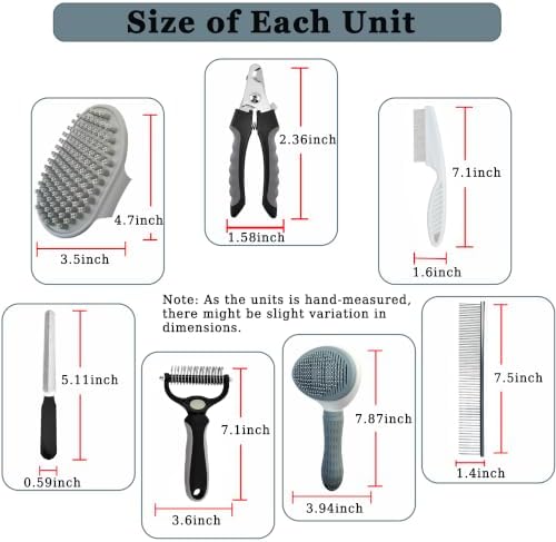 7PCS Dog Grooming Brush Kit for Shedding and Matted Fur, Self-Cleaning Slicker - Image 6
