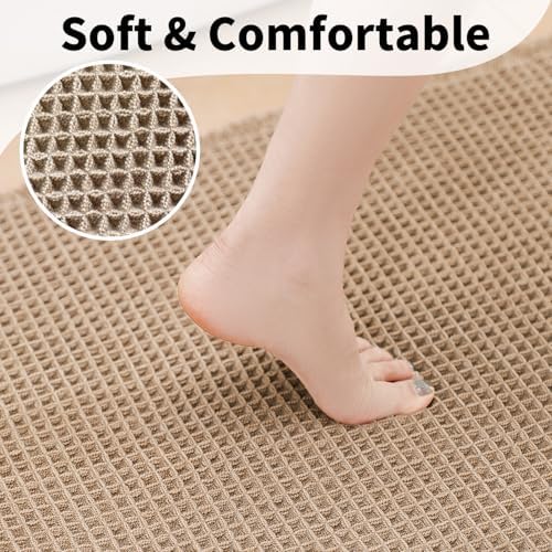 Waffle Bath Mat, Boho Bathroom Rug Non Slip Washable, 18 x 30 - Image 3