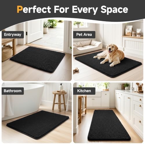 Ophanie Black Bathroom Rugs Sets 2 Piece, Soft Chenille Bath Mat, Non Slip - Image 7