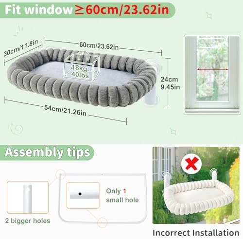 Sunhoo Foldable Cat Window Perch, Large Suction Cup Kitty Hammock - Image 4