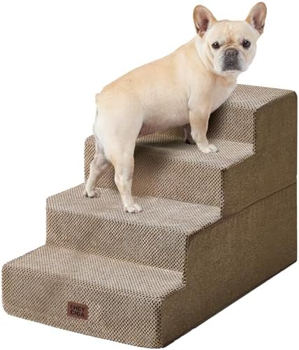 EHEYCIGA Dog Stairs for Bed 20" H, 4-Step Extra Wide Dog Steps by EHEYCIGA