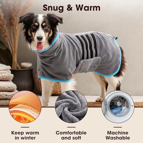 Microfiber Dog Bathrobe, Super Absorbent Dog Drying Coat - Image 3