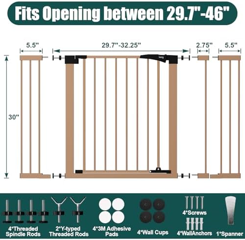 keny 29.7"-46" Baby Gate for Stairs, Auto Close Dog Gates for Doorways - Image 6