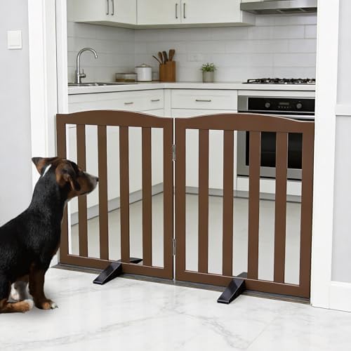 Freestanding Dog Gate Indoor, Doggie Gate Foldable Pet Gates - Image 2