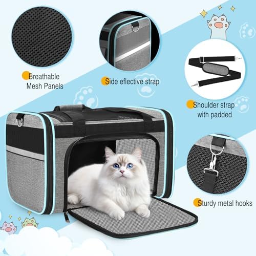 HUANLANG Large Cat Carrier Soft Sided Travel Pet Carrier Airline Approved - Image 3