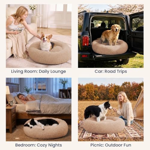 JOLLYVOGUE Calming Washable Dog Beds Large Sized Dog, 36inch Donut Large Dog Bed - Image 7