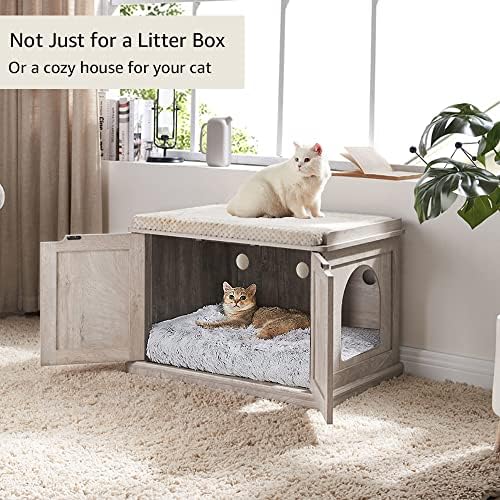 unipaws Cat Litter Box Enclosure Furniture, Hidden Litter Box Cover - Image 5