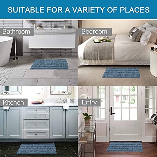 H.VERSAILTEX Bath Rug Non Slip Chenille Striped 17" x 24" Absorbent Soft Shaggy - Image 6