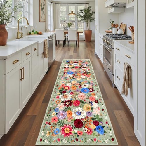 Rug for Hallways Kitchen Runner 2x8 Green by WelcometoBabovid
