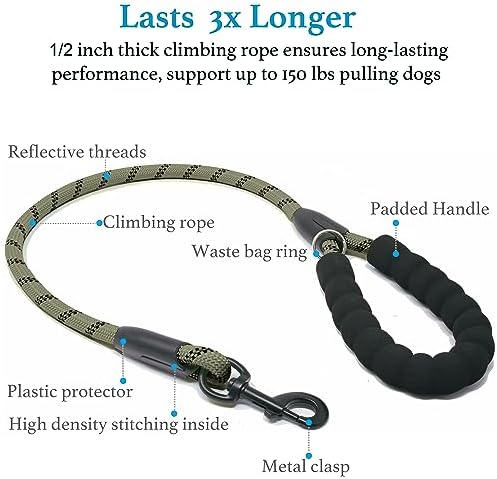 iYoShop Double Dog Leash, 360° Swivel, No Tangle, Military Green - Image 3