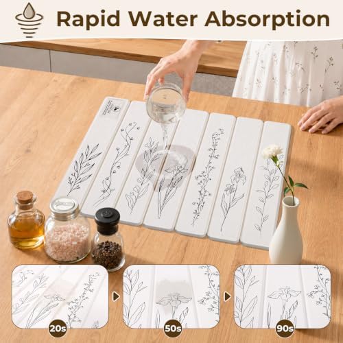 LOKHOM Stone Dish Drying Mat, 11.8"x15.7" Diatomaceous Earth Mat Plants - Image 6