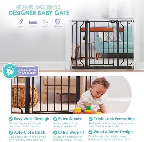 Regalo Safety 30"-41.5" Extra Wide Baby Gate, Bottom of Stairs & Doorways - Image 3